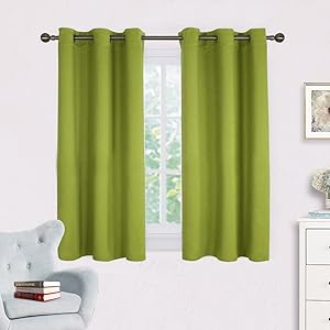 NICETOWN Green Blackout Curtains Window Panels, Window Treatment Thermal Insulated Solid Grommet Blackout Draperies/Drapes for Bedroom (Set of 2 Panels,42 by 54 Long, Fresh Green)