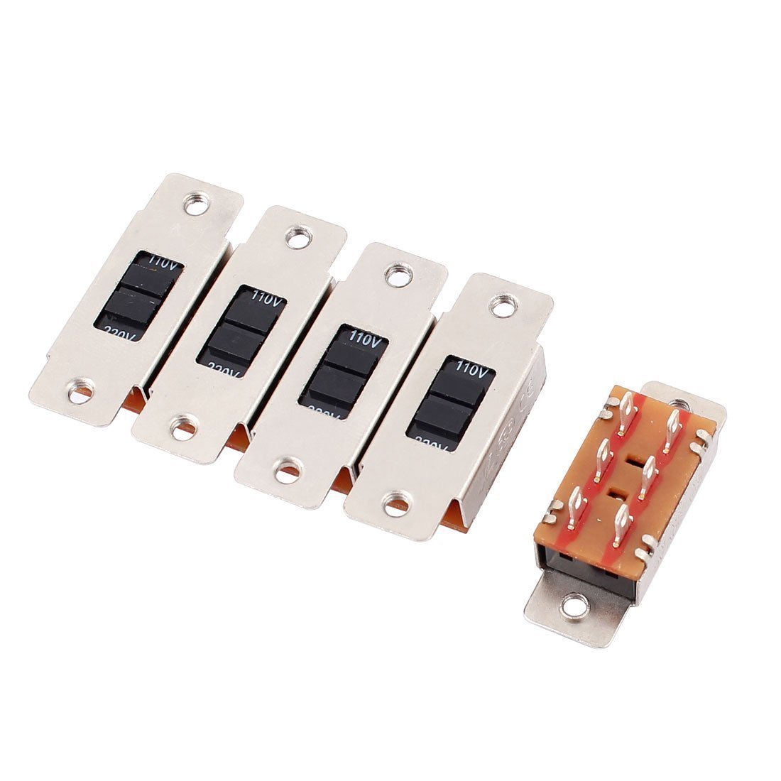 Sourcingmap 2 Position DPDT 6 Pin Mini Slide Switch, 5 Piece, AC 3A/1.5A, 125V/250V