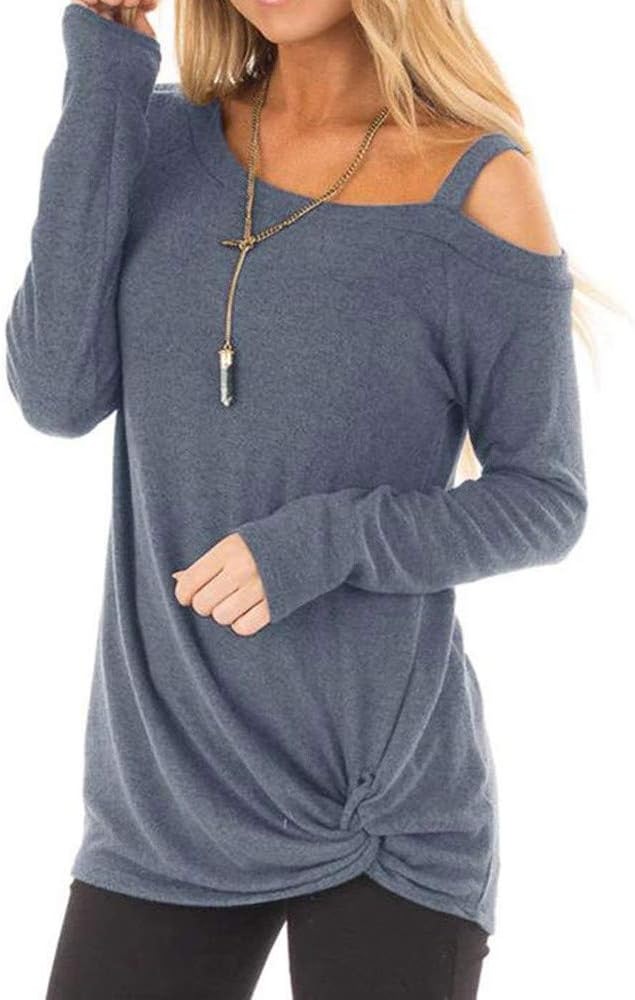 Sunmoot Clearance Sale Casual T-Shirt for Womens Cold Shoulder Short Long Sleeve Sleeveless Knot Front Tunic Tops Blouse