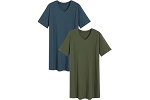 Latuza Men's Cotton Nightshirt Short Nightgown 2 Pack