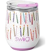 Swig Life 12oz Wine Tumbler with Lid, Stainless Steel, Dishwasher Safe, Portable, Triple Insulated Wine Tumbler, Wine Gifts, Birthday Gifts for Women (Make a Wish)