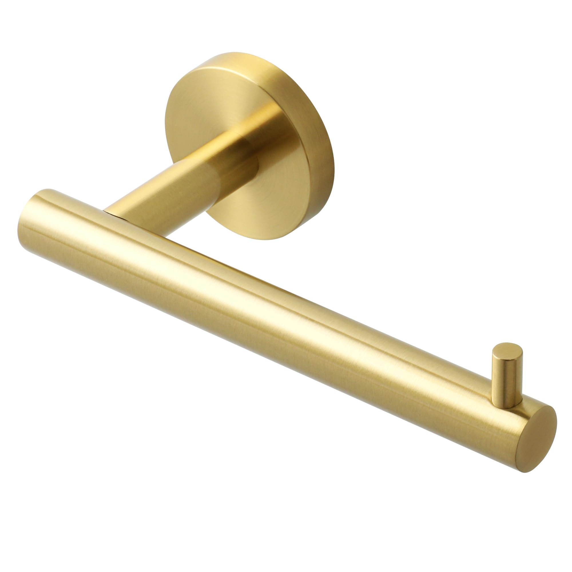 SAYAYO Toilet Roll Holder Wall Mounted Toilet Paper Holder SUS304 Stainless Steel for Bathroom Kitchen, Loo Tissue Roll Holder Round Base Style Brushed Gold, EGYT6130-G