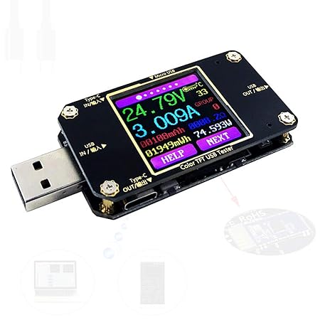 USB-Spannungsprüfer und Stromtester Voltmeter USB Tester mit Bluetooth Stromzähler Digital Voltage Power Display Farbe USB-Mu