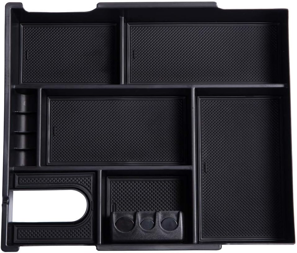 Center Console Organizer Tray Compatible with Toyota Tundra 2014 2015 2016 2017 2018 2019 2020 Tundra Accessories,Insert ABS Black Materials Armrest Box Secondary Storage