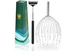 YEZY Head Massager 28 Fingers Head Scratcher Scalp Massager, Back Scratcher, Stocking Stuffers for Scalp Massage Back Massage (Silvery)