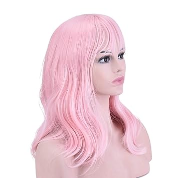 Amazon Com Pink Short Wavy Curly Hair High Temperature Silk
