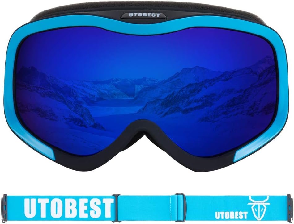 UTOBEST Anti Fog Ski Goggles for Men Women Cozy Windproof OTG Snowboard Goggles with 100% UV Protection Unisex Snow Shield Goggle Spherical Dual Lens Anti-Glare Design for Skiing Skating Outdoor Sport