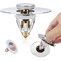 Universal 1.25 Inch Bathroom Sink Stopper - Stainless Steel Bullet Core Push Pop Up Sink Drain Filter No Overflow Sink…