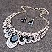 XARAZA Crystal Glass Water Droplets Large Stones Necklace and Stud Earrings Set for Women (black)
