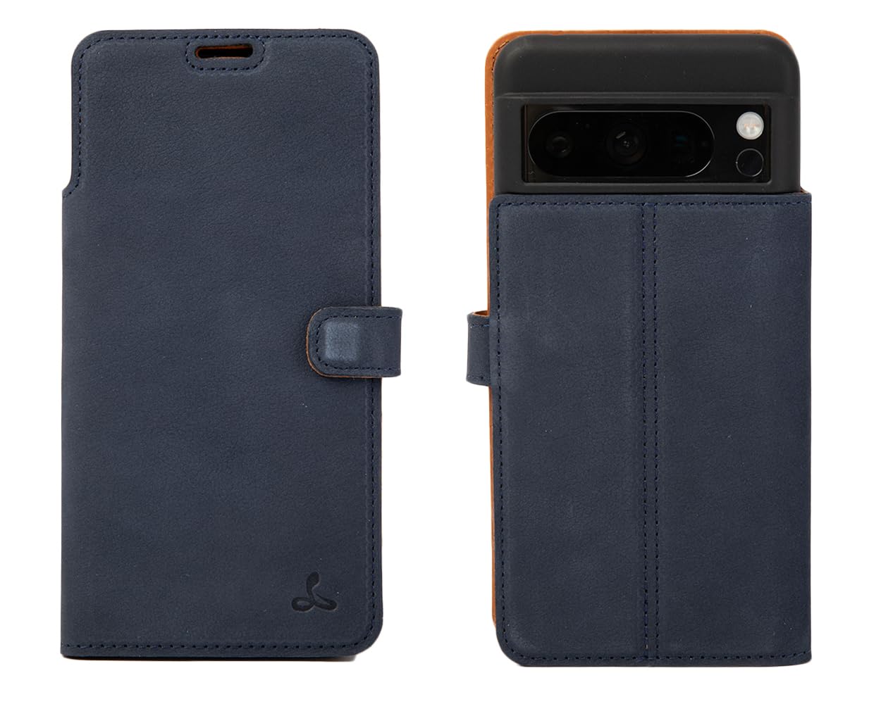 Snakehive Leather Wallet Phone Case for Google Pixel 8 Pro - Genuine Leather with Viewing Stand & 3 Card Holder - Flip Folio Cover with Card Slot (Navy)