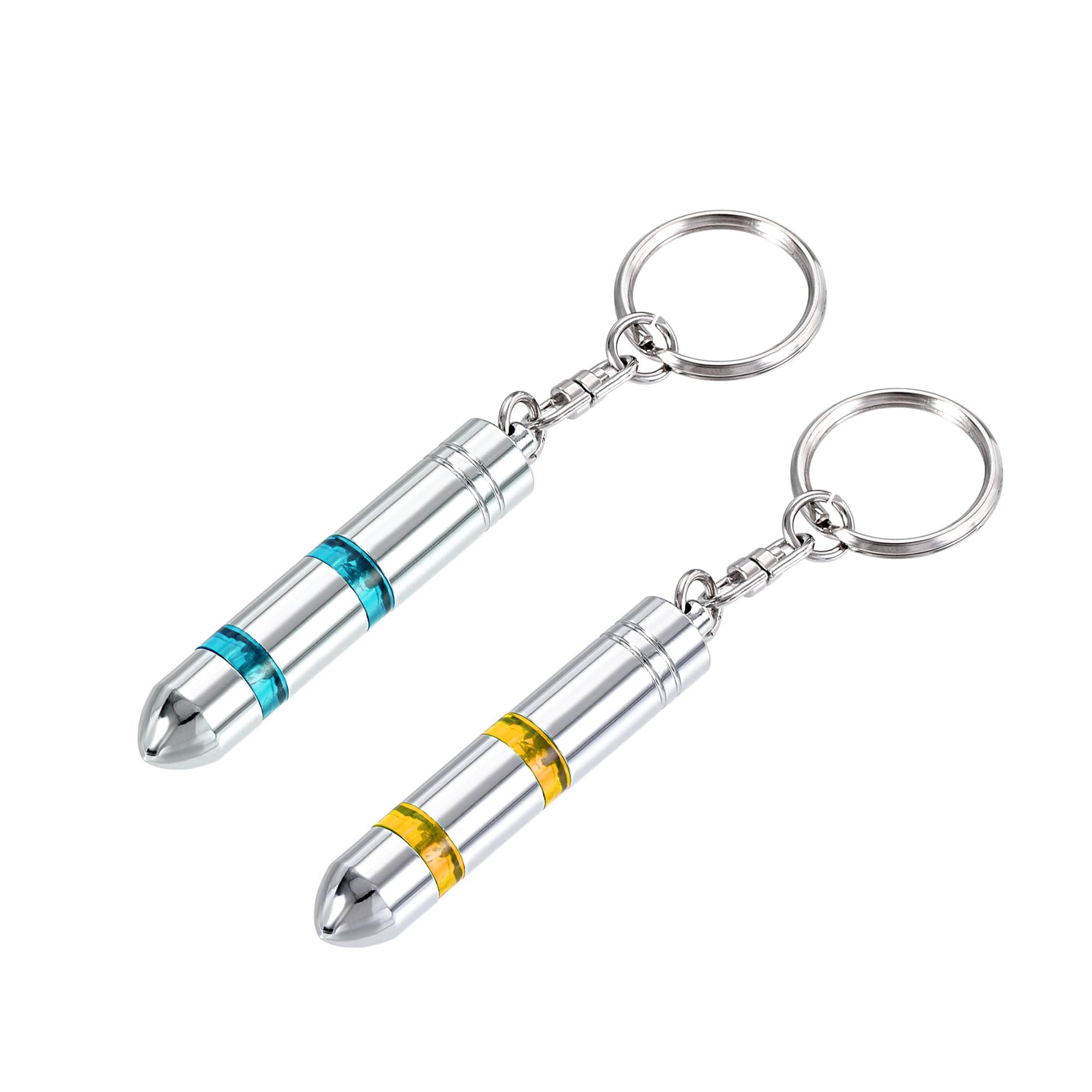 sourcing map Anti-Static Keychain Static Secondary Electricity Discharge ESD Keyring, Surface Chromed, Magnetic Head. (Blue,Yellow, 1 Set)