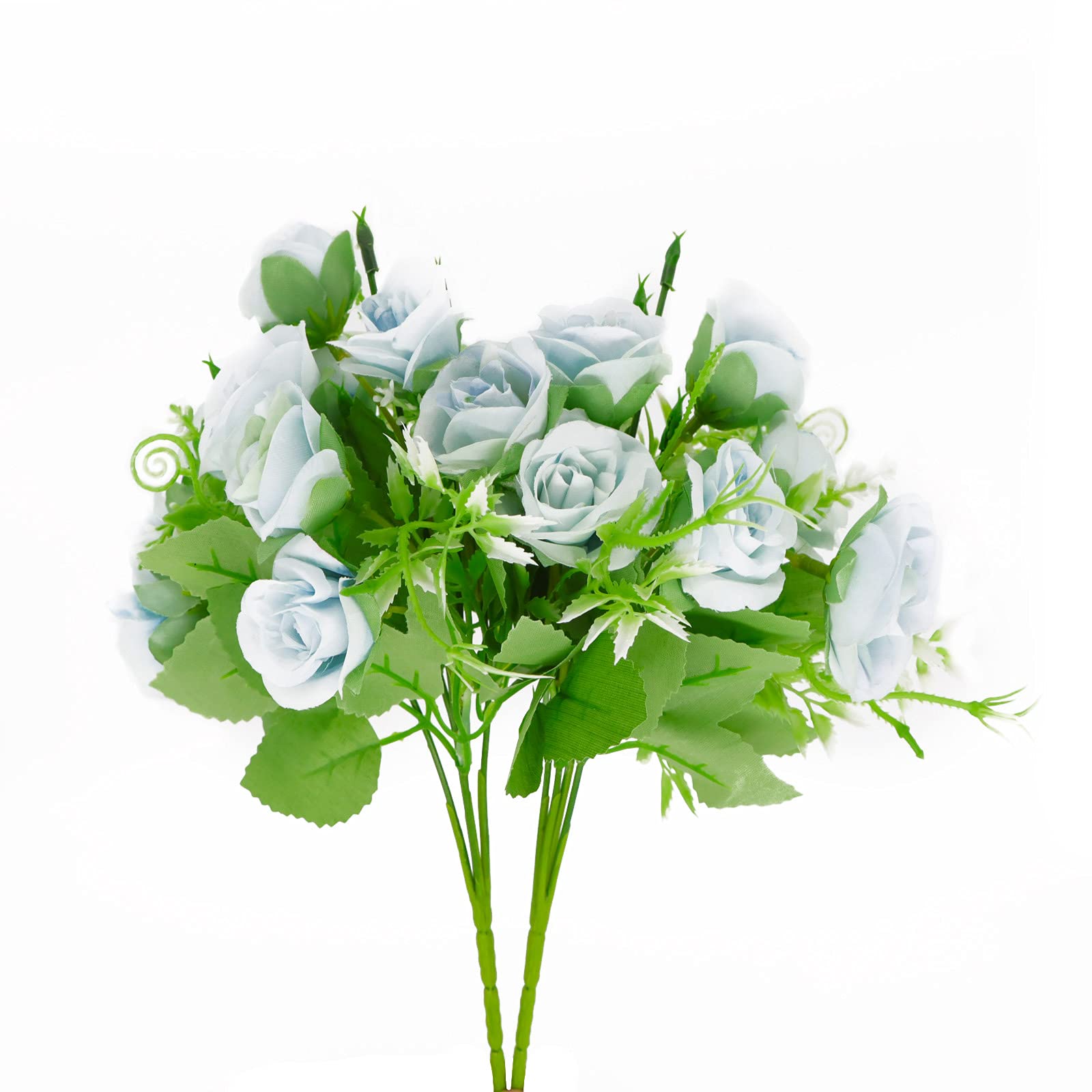 AFLOWER Artificial Fake Flowers, Artificial Flowers Rose Hydrangea Bouquet Plastic Realistic Flower Arrangement, for Wedding Bouquets Home Office Hotel Decoration Party Decoration 2 Pack (Blue