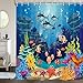 JAWO Tropical Fish Shower Curtain for Girls Boys, Sea Ocean Fish Shower Curtain Colorful Fishing Shower Curtain Waterproof Fabric 72