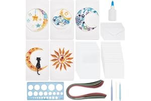 WEBEEDY 20 Sets DIY Greeting Card Kits Star Moon and Sun Theme Quilling Card Kit with Paper Quilling Strips Tools,Paper Card Making Kit Handmade DIY Sun Card Perfect for Thank Yous, Invitations