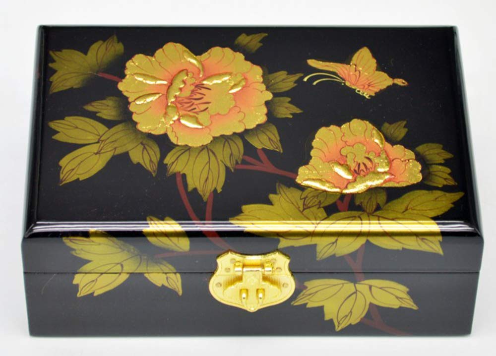 Laogg Jewellery Box,Wooden Chinese Storage Box Pingyao Push Light lacquerware Jewellery Box,Wooden R