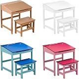Premier Kids Desk with Stool - Wooden Study Table & Storage White view 4