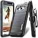 COVRWARE Galaxy J1 (2016) J120 / Galaxy Amp 2 / Galaxy Express 3 [IRON TANK] Built-in [Screen Protector] Full-Body Rugged Holster Armor [Brushed Metal Texture] Case [Belt Clip][Kickstand], Black
