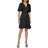 DKNY Womens Flounce Sleeve Fit and Flare