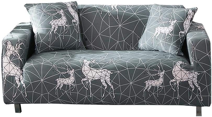 SNIIA 1/2/3 Seater Sofa Slipcover Stretch Fabric Deer Pattern Elastic Chair Loveseat Couch Settee Sofa Covers Pet Dog Protector (Not Included Pillowc)