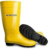 ANSITON Men's Steel Toe Rain Boots, Lightweight Waterproof PVC Work Boots with Cuttable Shaft, Slip & Oil Resistant for Farming & Construction