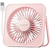 Gaiatop USB Desk Fan, 5 Inch Small Portable Table Desktop Fans with Strong Wind Ultra Quiet 3 Speeds and 180° Tilt Folding, Mini Personal Cooling Essentials For Office Home Bedroom Dorm Kitchen Pink