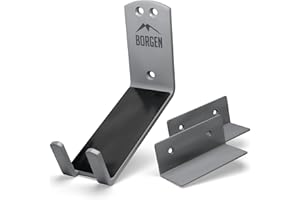 Borgen Bike Wall Mount Pedal Hook for E-Bikes, MTB & Road - Bicycle Wall Mount with Support Brackets and Wall Protection Pads, Suitable as Bike Rack Garage Bike Storage Shed and Bicycle Storage Indoor