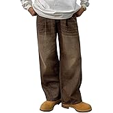 HUNGSON Mens Baggy Jeans for Men Women Y2k Skater Vintage Plain Pants Casual Wide Leg Jeans Loose Fit Denim Jeans