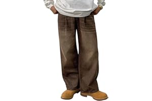 HUNGSON Mens Baggy Jeans for Men Women Y2k Skater Vintage Plain Pants Casual Wide Leg Jeans Loose Fit Denim Jeans