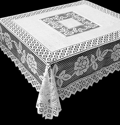 Tablecloth Grega Design Brazilian Lace 59x59 Inches White Color 100 Percent Polyester by Interlar