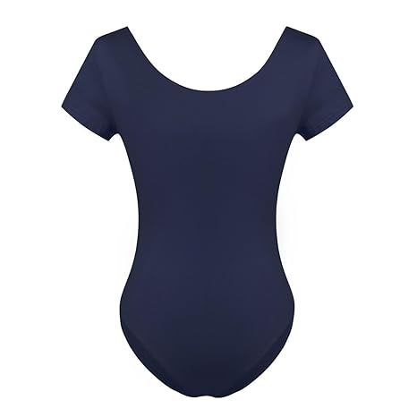 YiZYiF Damen Body Kurzarm Sportbody Fitness Turnen Ballett Trikot Ballettanzug Baumwolle Tanz-Body Gymnastik Leotard Tops