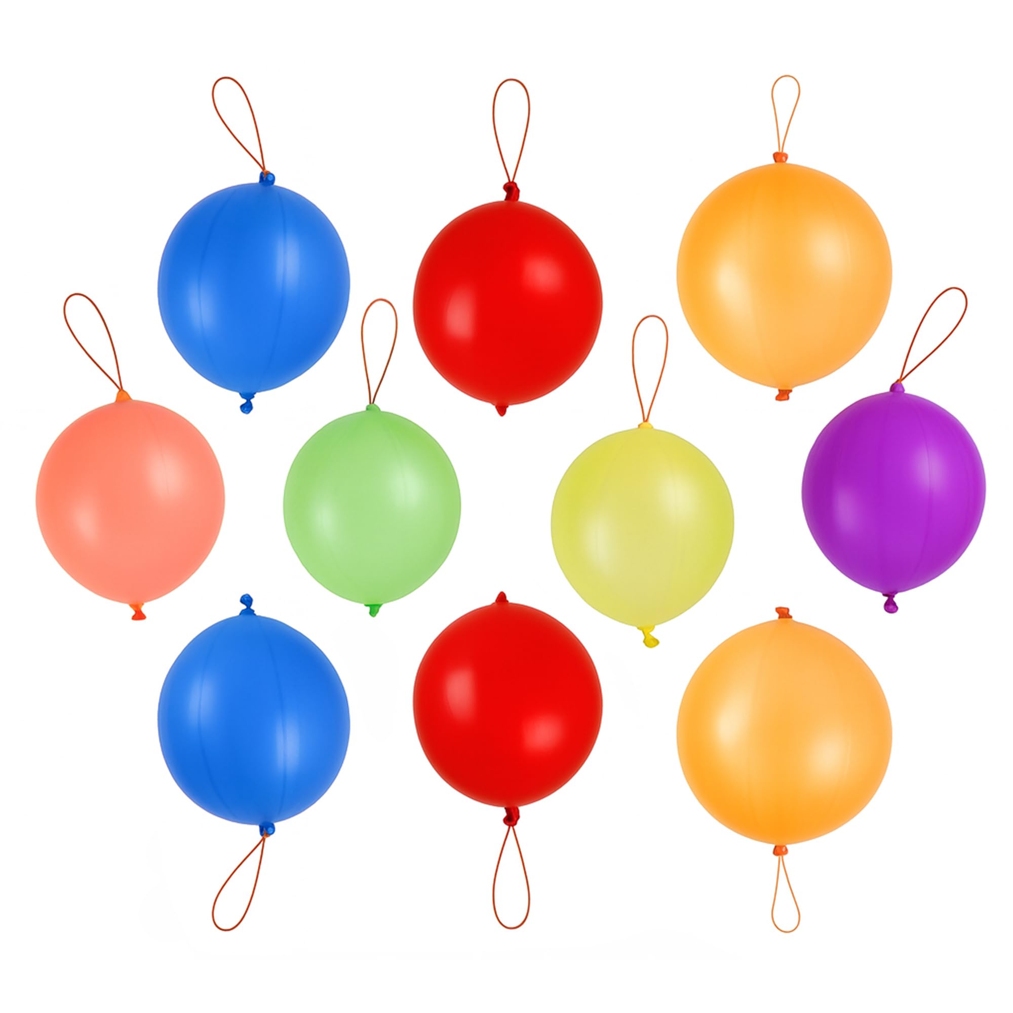 Trimming Shop Large Punch Balloons for Kids - 12 Inch Heavy Duty Thick Latex Balloons with Elastic Bands, Assorted Colours, Easy to Inflate Party Balloons for Children, 100 Pack