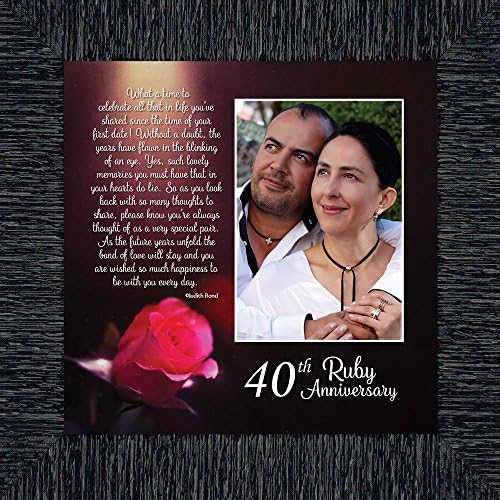 Crossroads Home Décor 40th for Parents, Ruby 40th Anniversary Decorations for Party, 40th Anniversary Frame, Ruby Gifts, 40 Year for Wife, Ruby Wedding Anniversary Picture Frames, 6307CH
