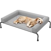 Simple Trending Elevated Dog Bed for Large Dogs with Bolsters, Grey | Cooling Raised Dog Cot, Breathable Pet Bed for Outdoor, 47.75" x 31"