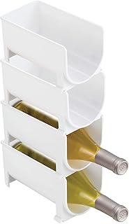 mDesign Flaschenregal – stapelbare Aufbewahrung für Wasserflaschen bzw. Trinkflaschen – ideal als Weinflaschenregal bzw. Weinflaschenhalter – 4er Pack, weiß