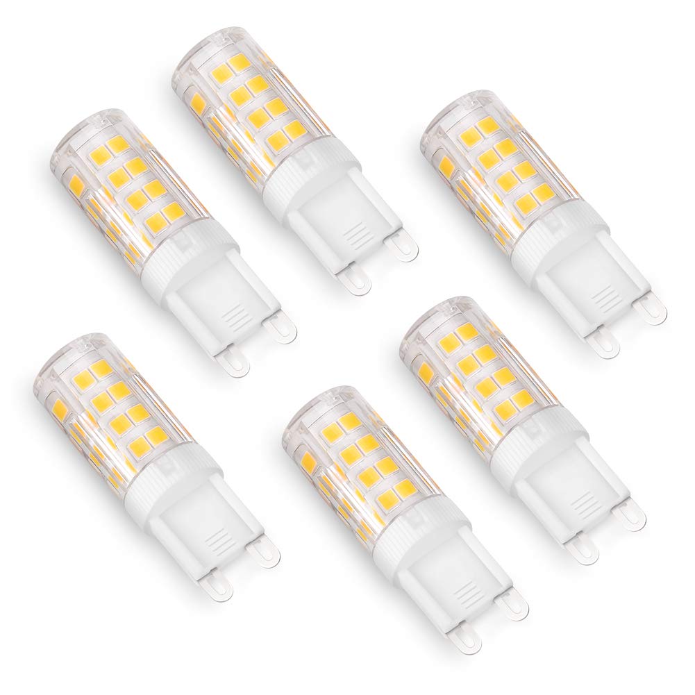 eecoo G9 LED Bulb, 6-Pack Warm White 3000K 500 Lumens 6W G9 LED Lamp, 60W Halogen Equivalent Bulb, 360 ° Beam Energy Saving Lamp
