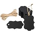 G2PLUS Blank Gift Tags with String, 100PCS Kraft Paper Hang Tags, Black Paper Gift Tag, 2.8X2 in Hanging Price Tag for Gifts Wrapping, DIY Arts & Crafts, Christmas, Merchandise