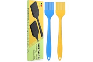 SURDOCA Silicone Pastry Basting Brush - 2Pcs 8.2 in Heat Resistant Brush for Baking Cooking Food, BPA Free Kitchen Brush for Sauce Butter Oil, Stainless Steel Core Design for Barbecue BBQ Grilling 03