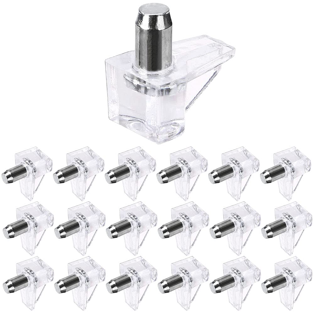 Graplan 120 Pieces Shelf Support Pegs,Shelf Support Stud pegs,Transparent Metal Kitchen Shelf Supports for Standard 5 mm Hole-5kg for Kitchen Glass Shelves Cabinet Bookcase