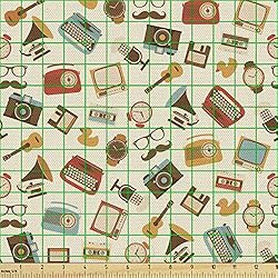 Ambesonne Vintage Fabric by The Yard, Retro Pattern