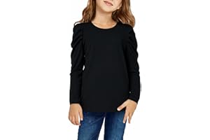 blibean Tween Girls Puff Sleeve Shirts Stylish Fall Tops Size 4-15 Years Old