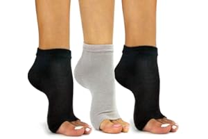 Breathable Soft Toeless Socks for Women - 3 Pairs, 2-Black, 1 Gray One Size