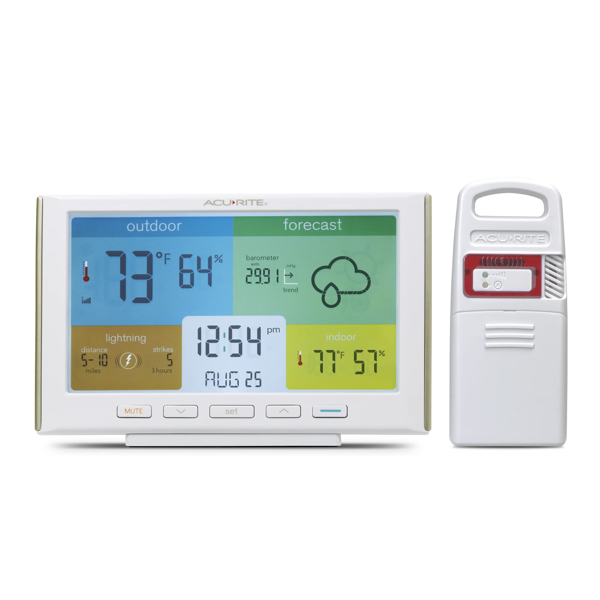 Photo 1 of AcuRite Weather Station Forecaster for Indoor/Outdoor Temperature and Humidity and Lightning Detection with Built-in Barometer (01071), White