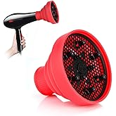 Universal Hair Diffuser Adaptable for Blow Dryers, Makeup Hair Styling Dryers Attachment for Curly or Wavy Hair, Hairdressing Accessory for Barber Salon (D-2.36“ Red Collapsible)