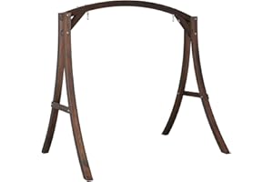 VINGLI Outdoor Wooden Swing Frame, Heavy Duty 1000 LBS A-Frame Swing Stand with Farmhouse Cottage Style, Patio Porch Swing Bench Stand for Indoor & Outdoor, Rustic Color