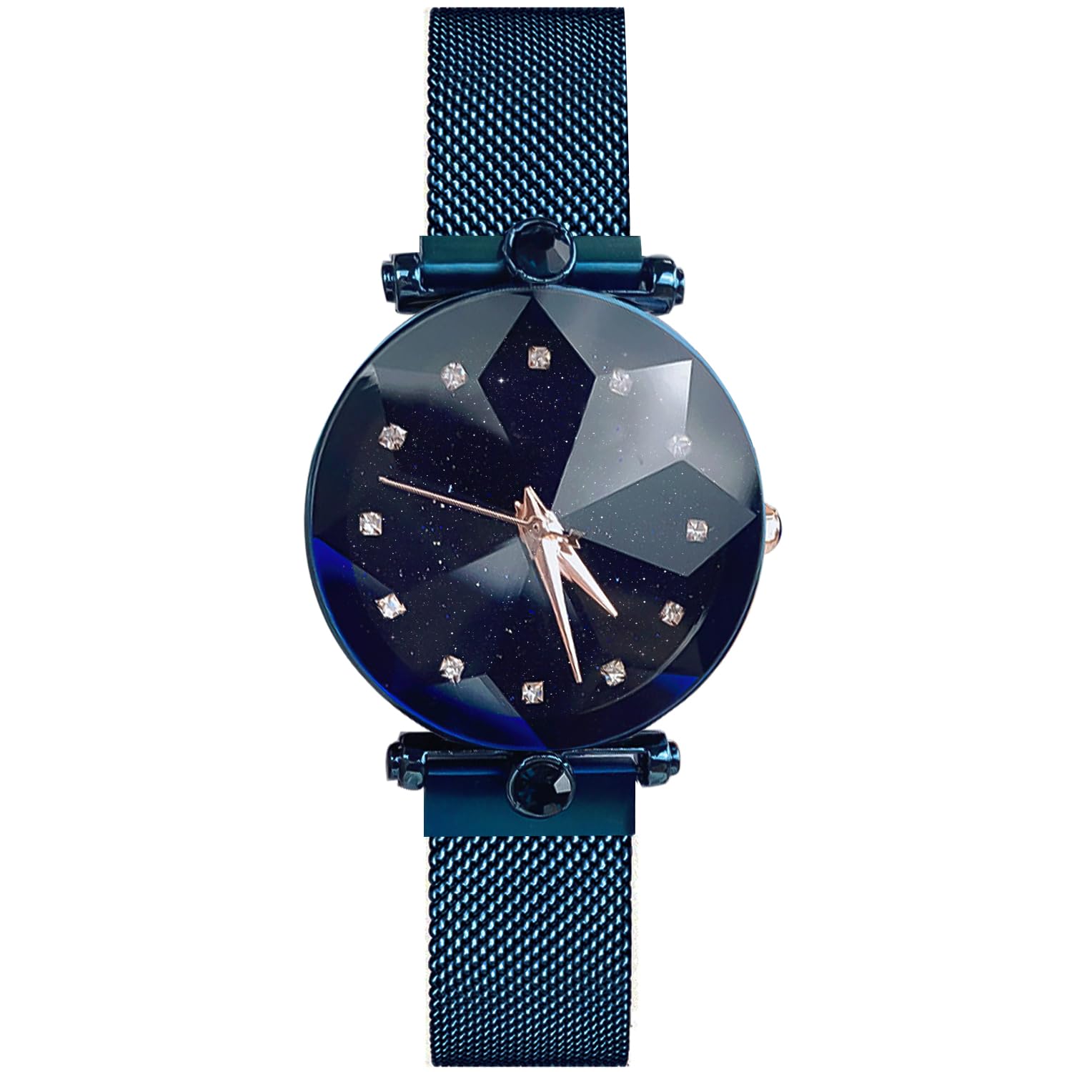 RORIOS Fashion Women's Analogue Quartz Wrist Watch Starry Sky Diamond Simulated Dial Women Watch, Blue, Bracelet