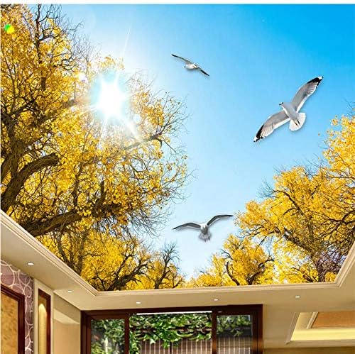 Clhhsy カスタム3d天井壁画壁紙モダンな青い空と白い雲のカエデ美しい