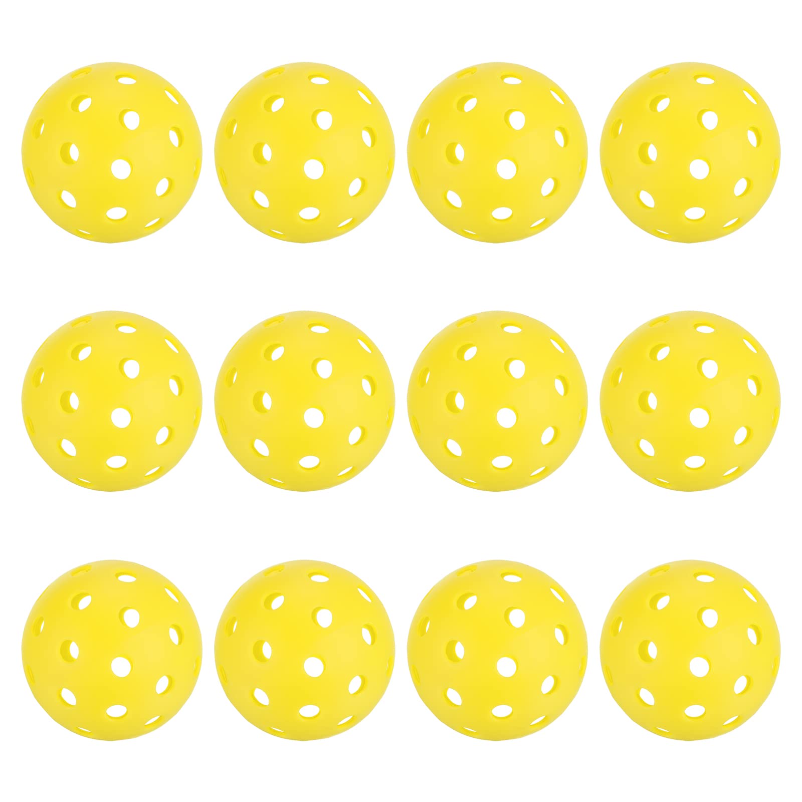 PATIKIL Outdoor Pickleball Balls, 40 Holes Pickleball 12 Pack Pickleball Balls for Amateurs Indoor and Outdoor Sport, Yellow