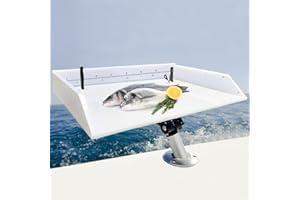 Mershca Bait/Filet Mate Table with Ruler ＆ Rod Holder Mount, Boat Cutting Board Bait Table Filet Board For Fish Cleaning Station, Fishing Fillet Table with Plier Storage and Knife Slot, Marine Accessories For Boats Grill＆Fish Cutting (Scale Version)