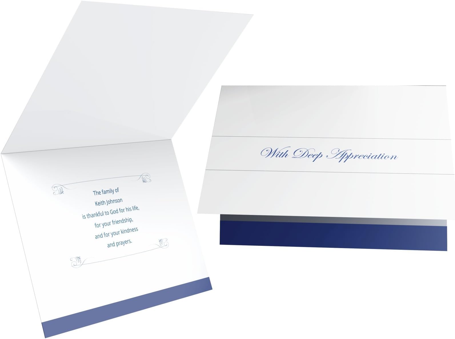With Deep Appreciation Funeral Thank You Cards/Envelopes (Set of 50) (For Him)