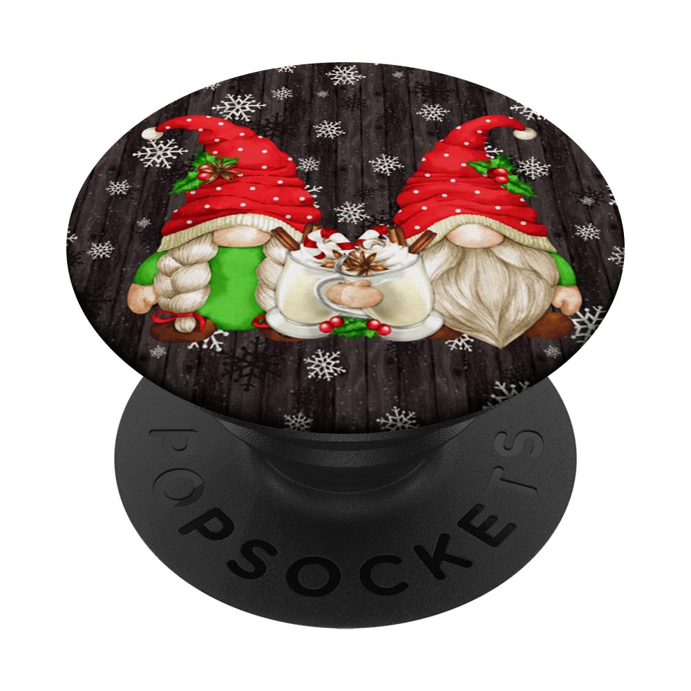 Cute Xmas Egg Nog Coffee And Snowflake Decor Christmas Gnome PopSockets Swappable PopGrip